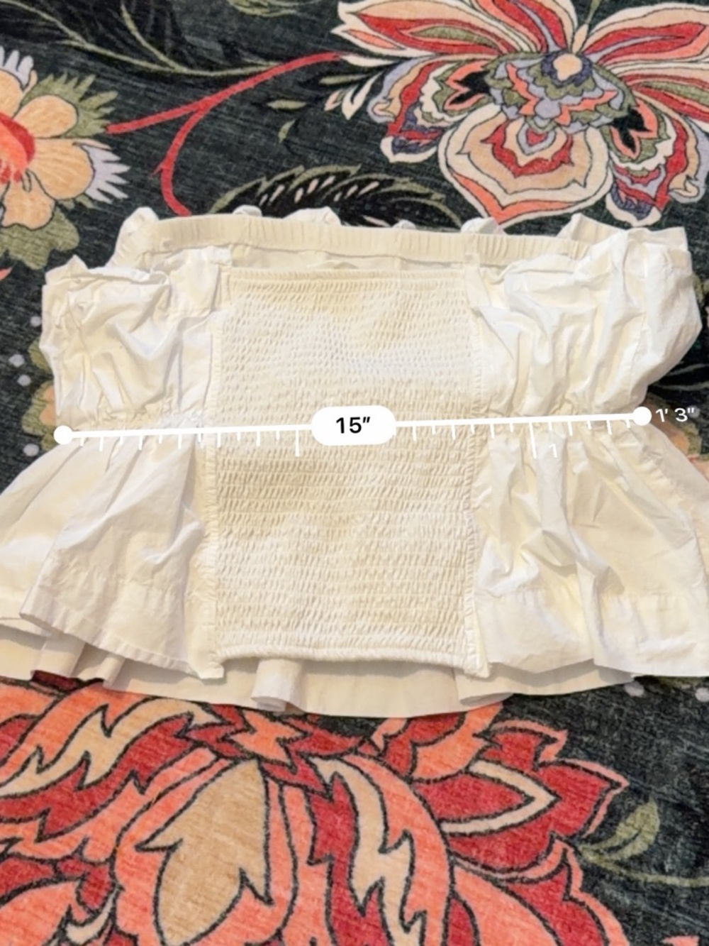 3/$25 ๐ค Anthropologie White Strapless Peplum Smocked Top XL - Picture 8 of 8